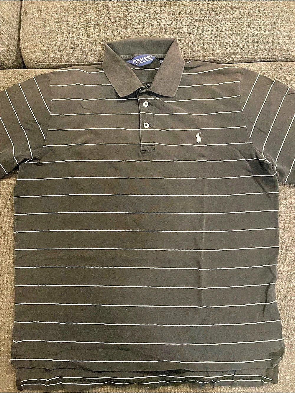 Polo Golf Ralph Lauren Striped Polo Shirt Black & White Medium